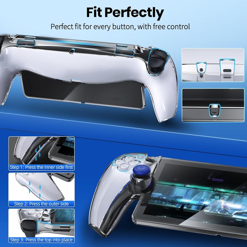 FYOUNG 3 in 1 Accessories Bundle for Playstation Portal, Carrying Case & Hard PC Clear Cover Set with Screen Protector, Protective Shell Portable Travel Handbag for PS5 Portal Remote Player-Yellow - Image 3
